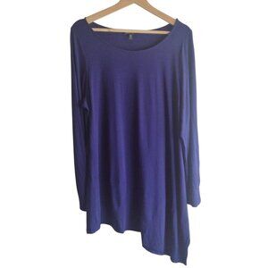 Eileen Fisher Royal Blue Asymmetric Hem Tunic XL Knit Lagenlook Top